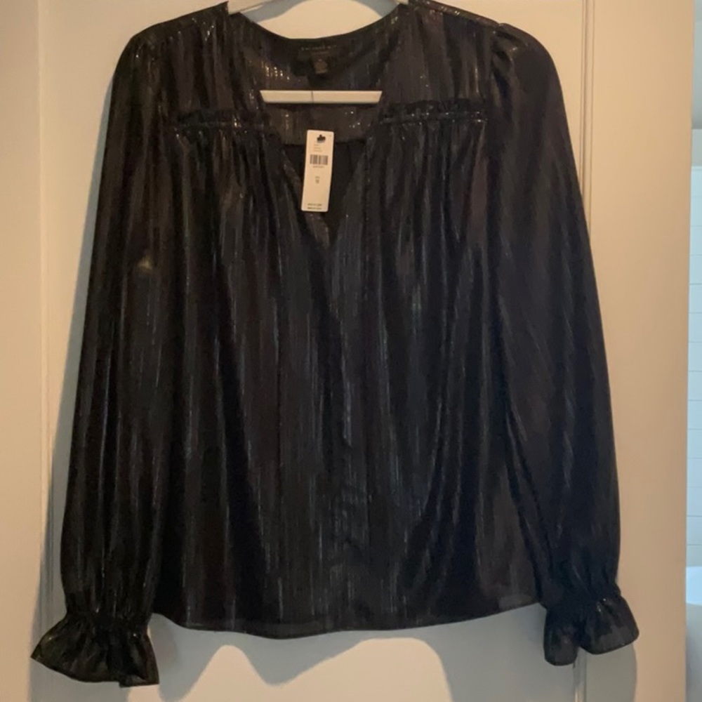 Black blouse with silver shiny streaks